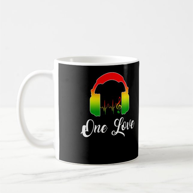 Rasta Reggae Music Headphones Jamaican Pride Coffee Mug (Left)