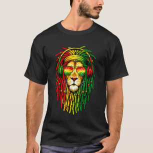 Rasta Reggae Music Headphones Lion of Judah Jamaic T-Shirt
