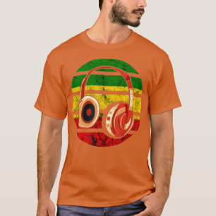 Rasta Reggae Music Headphones Rastafarian Jamaica T-Shirt