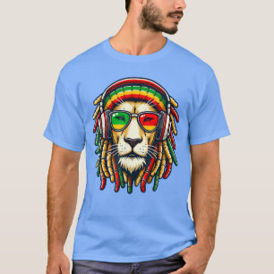 Rasta Reggae Music Lion Jamaica girl vintage T-Shirt