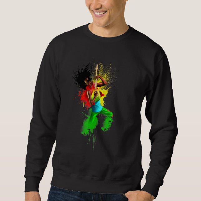 Rasta Reggae Music Playing Rastafari Sweatshirt (Front)