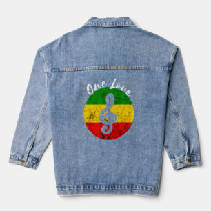 Rasta Reggae Rastafari Roots Music Note One Love H Denim Jacket