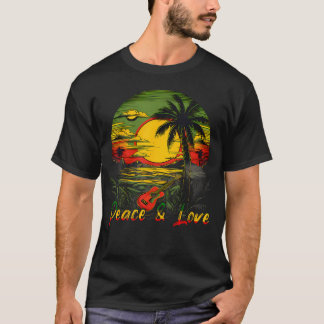 Rasta Reggae Sunset Reggae Music Guitar Rasta T-Shirt