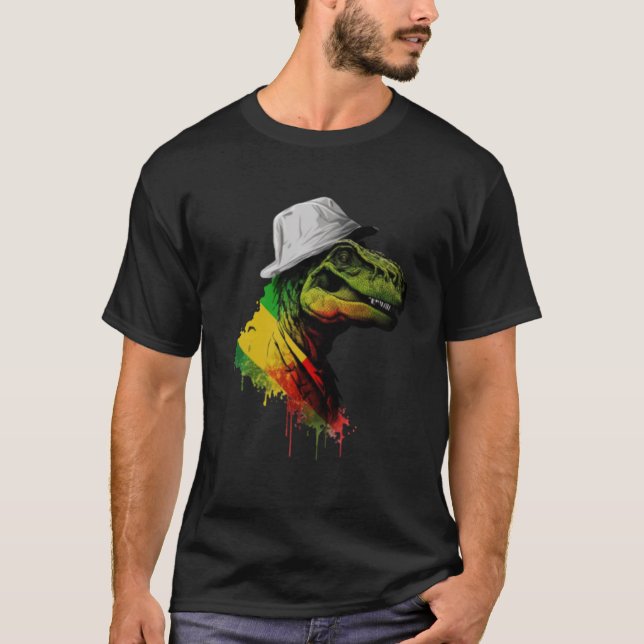 Rasta Rex Stylish Rastafari Reggae & Jamaica Vibes T-Shirt (Front)