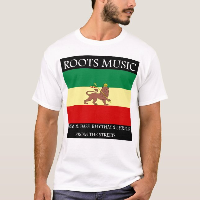 Rasta - Roots Music Ethiopia Flag Lion of Judah T-Shirt (Front)