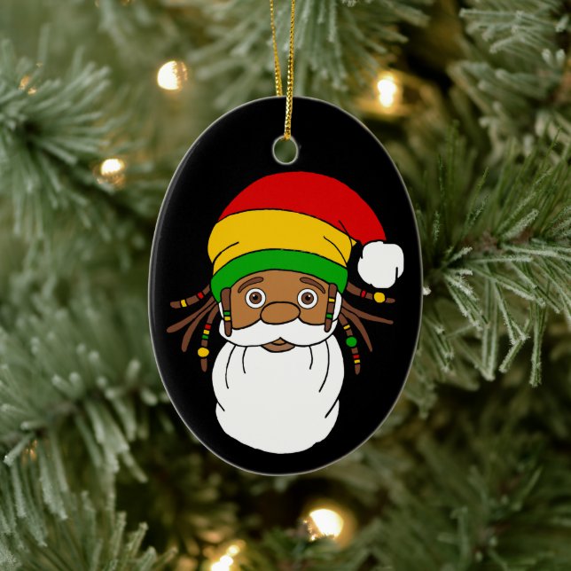 Rasta Santa Claus Christmas Ceramic Tree Decoration (Tree)