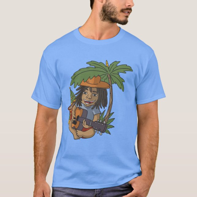 Rasta Singer Guitarist Reggae Music Gift Tee  (Front)