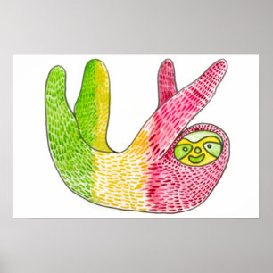 Rasta Sloth Poster By Megaflora