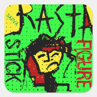 RASTA STICK FIGURE SATIVA SQUARE STICKER