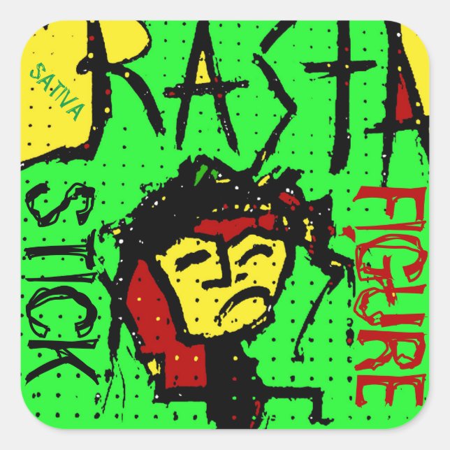 RASTA STICK FIGURE SATIVA SQUARE STICKER (Front)