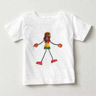 Rasta Stick Figure with Gold Peace Sign Baby T-Shirt