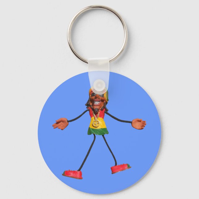 Rasta Stick Figure with Gold Peace Sign Key Ring (Front)