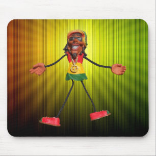 Rasta Stick Figure with Gold Peace Sign Mouse Pad