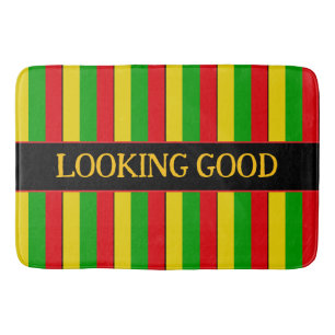 Rasta Striped Looking Good Quote Bath Mat