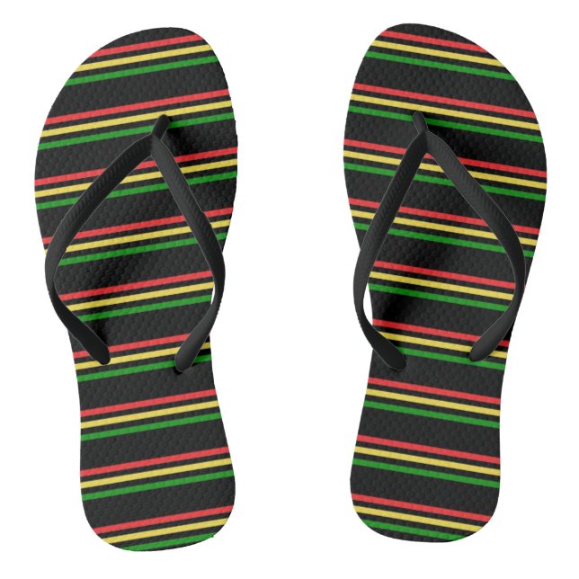 Rasta Striped Print Flip Flops (Footbed)