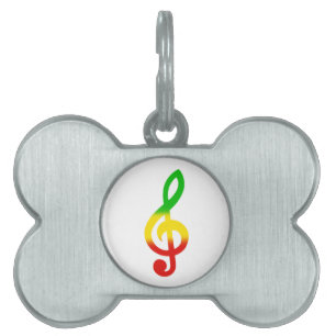 Rasta Treble Clef Pet Tag