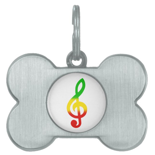 Rasta Treble Clef Pet Tag (Front)
