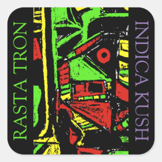 RASTA TRON INDICA KUSH SQUARE STICKER