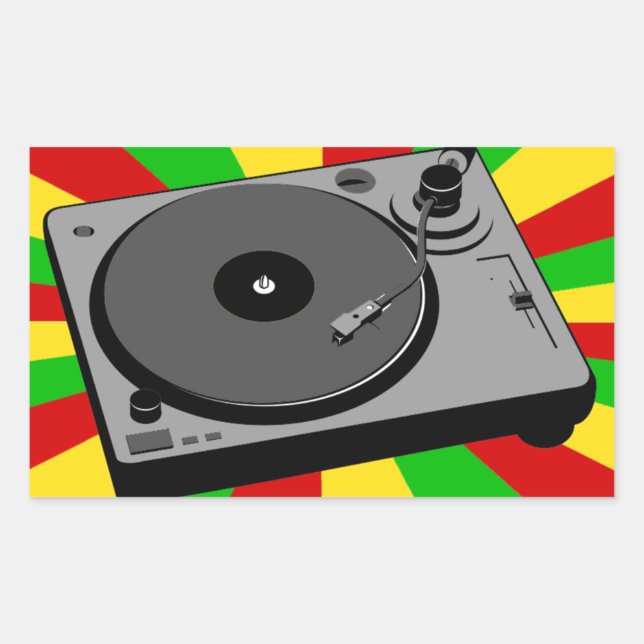 Rasta Turntable Rectangular Sticker (Front)