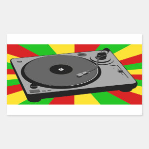 Rasta Turntable Rectangular Sticker