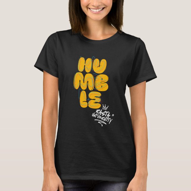 Rasta University Humble Graffiti Style Reggae T-Shirt (Front)