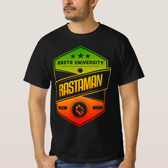 Rasta University Rastaman Good Vibes Rasta Reggae T-Shirt (Front)