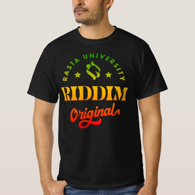 Rasta University Riddim Original Rasta Reggae T-Shirt (Front)