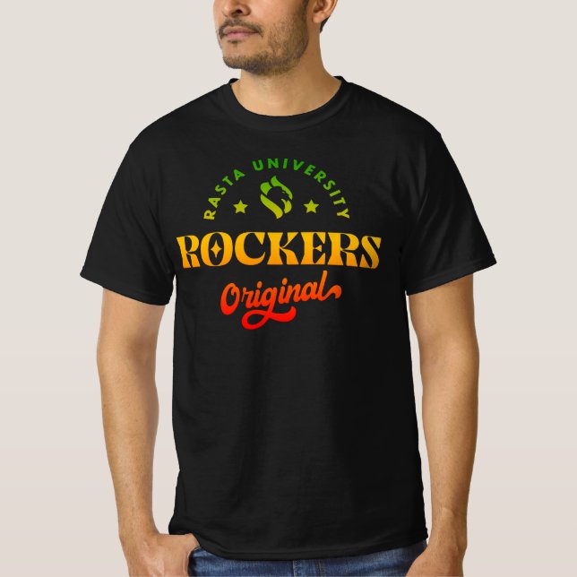 Rasta University Rockers Original Rasta Reggae T-Shirt (Front)