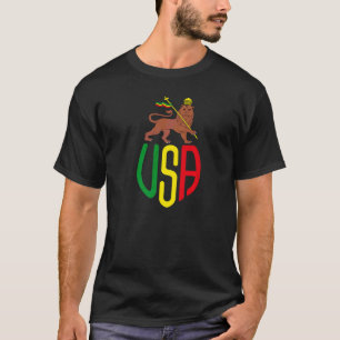 Rasta Usa Reggae Music Zion Lion Jamaica Rastafari T-Shirt