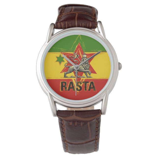 Rasta Watch Lion of Judah Red Gold Green Design (Front)