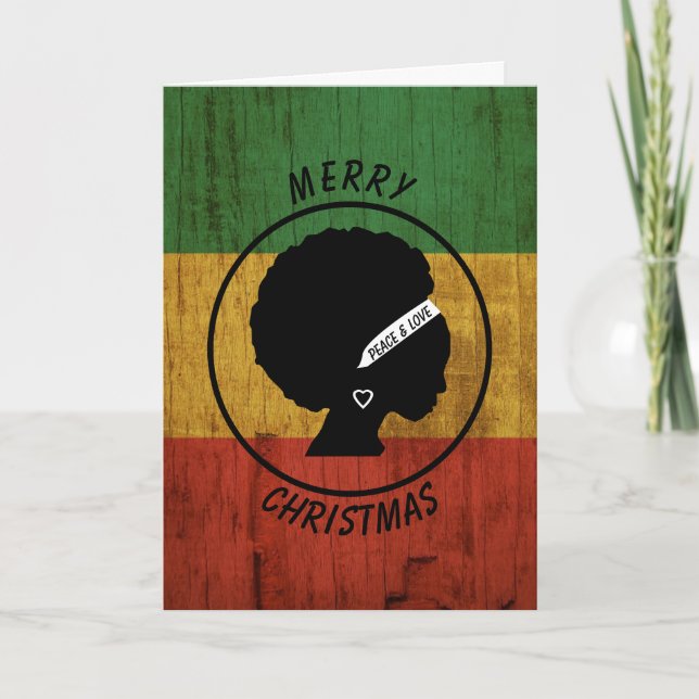 Rasta Woman Peace & Love Christmas Classic Round S Card (Front)