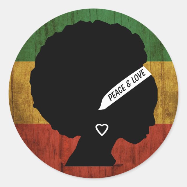 Rasta Woman Peace & Love  Classic Round Sticker (Front)