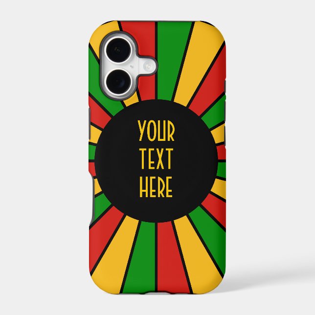 RASTAFARI FLAG BUTTON RAYS + your sign or monogram (Back)