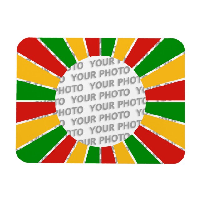 RASTAFARI FLAG BUTTON RAYS + your sign or monogram Magnet (Horizontal)