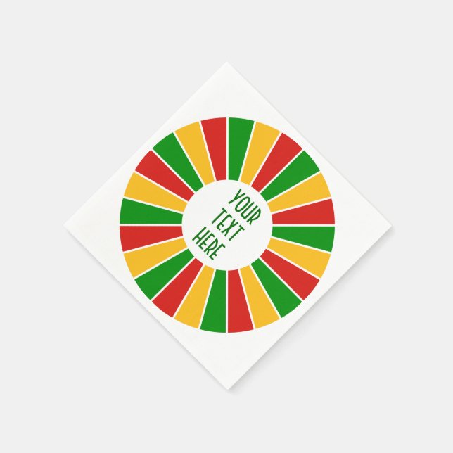 RASTAFARI FLAG BUTTON RAYS + your sign or monogram Napkin (Corner)