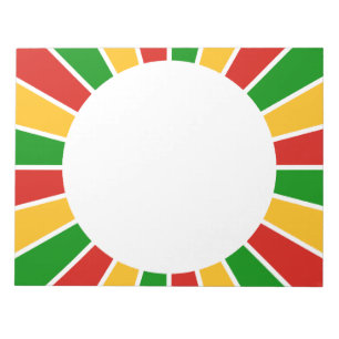 RASTAFARI FLAG BUTTON RAYS + your sign or monogram Notepad