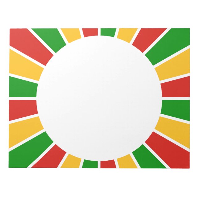 RASTAFARI FLAG BUTTON RAYS + your sign or monogram Notepad (Front)