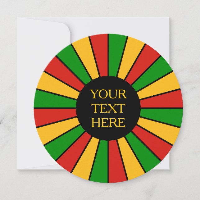 RASTAFARI FLAG BUTTON RAYS + your sign or text (Front)