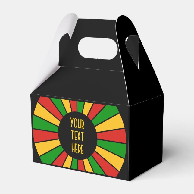 RASTAFARI FLAG BUTTON RAYS + your sign or text Favour Box (Front Side)