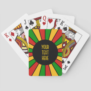 RASTAFARI FLAG BUTTON RAYS + your sign or text Playing Cards