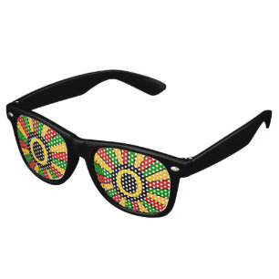 RASTAFARI FLAG BUTTON RAYS + your sign or text Retro Sunglasses