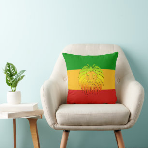 RASTAFARI FLAG COLORS - WITH LION CUSHION