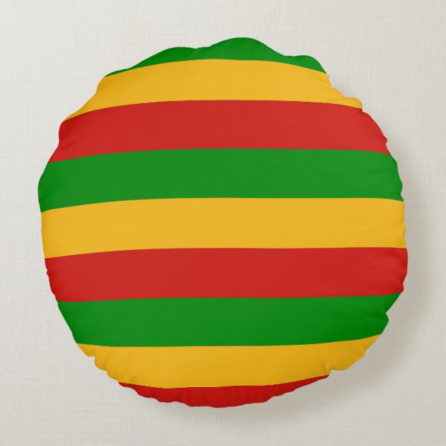 RASTAFARI FLAG COLORS + your ideas Round Cushion (Back)