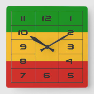 RASTAFARI FLAG COLORS + your ideas Square Wall Clock