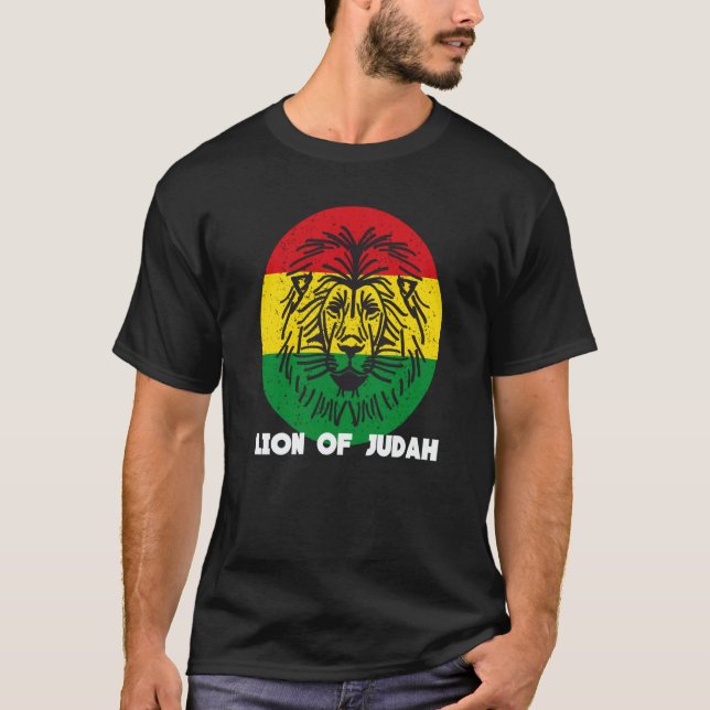 Rastafari Lion Head Jamaica Souvenir Rasta Roots R T-Shirt (Front)