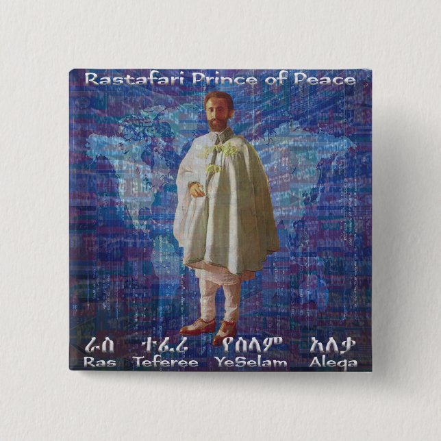 Rastafari Prince of Peace 15 Cm Square Badge (Front)