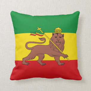 Rastafarian Flag of Ethiopia Lion of Judah Cushion