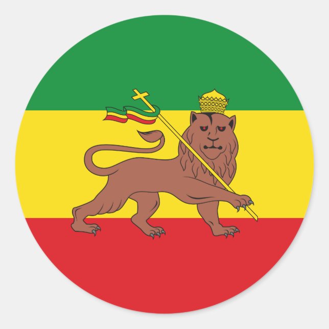 Rastafarian Flag of Ethiopia Lion of Judah Postcar Classic Round Sticker (Front)