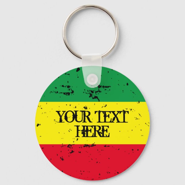 Rastafarian flag personalised custom text keychain (Front)