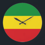 Rastafarian Flag Rasta Ethiopian Large Clock<br><div class="desc">Red,  green and yellow colours represent the flag of Rastafarianism,  but is also a flag of Ethiopia. Here is a high quality Rasta gift and a great design for all rastafarians. Visit our store to find more cool Rasta gifts and other world flags gift ideas.</div>